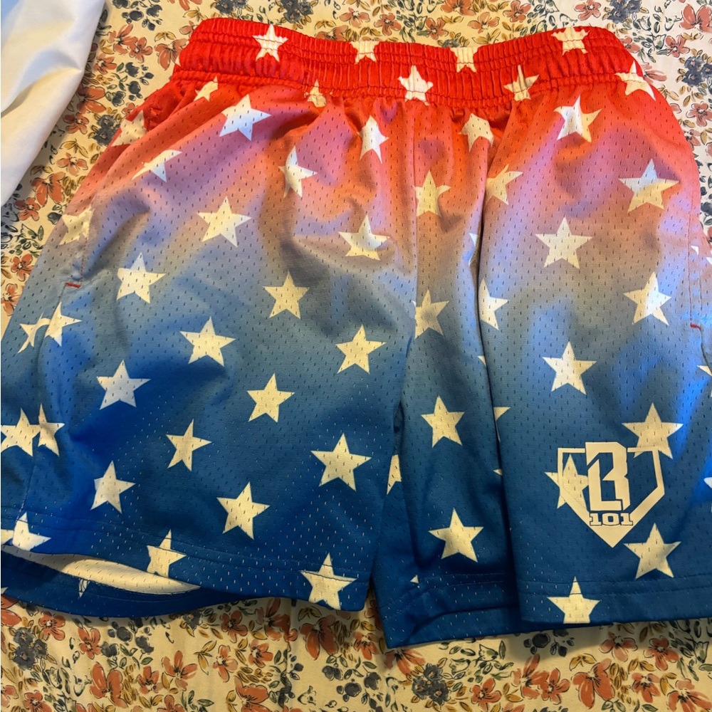 BL 101 - Red and Blue Star Patterned Shorts